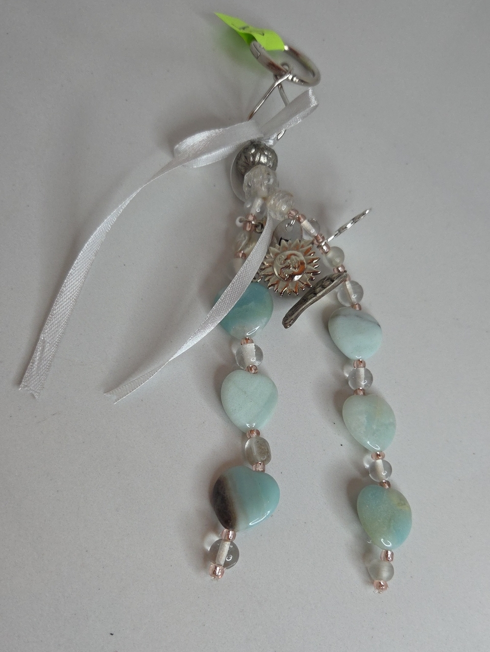 95 - Delicate Amazonite Heart Bag Charm